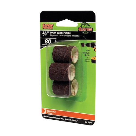 Gator Finishing Gator 0.5 in. D X 3/4 in. L Aluminum Oxide Abrasive Sleeve Refill 80 Grit Medium 3 pc 6077